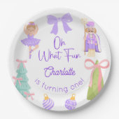 Oh What Fun Purple Nutcracker Birthday Pappteller (Vorderseite)