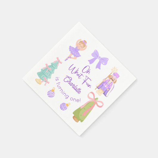 Oh What Fun Purple Nutcracker Birthday Serviette (Ecke)