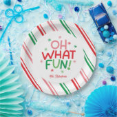 Oh What Fun Red Green Pink Christmas Paper Plate Pappteller (Party)