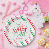 Oh What Fun Red Green Pink Christmas Paper Plate Pappteller (Party)