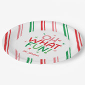 Oh What Fun Red Green Pink Christmas Paper Plate Pappteller (Schrägansicht)
