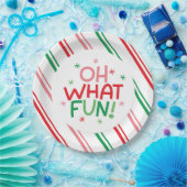 Oh What Fun Red Green Pink Christmas Paper Plate Pappteller (Party)