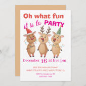 Oh what fun reindeers holidays party  einladung (Vorne/Hinten)