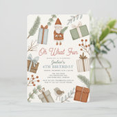 Oh What Fun Santa Claus Holiday Girl Birthday Einladung (Stehend Vorderseite)