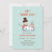 Oh What Fun Snowman Birthday Einladung (Vorderseite)