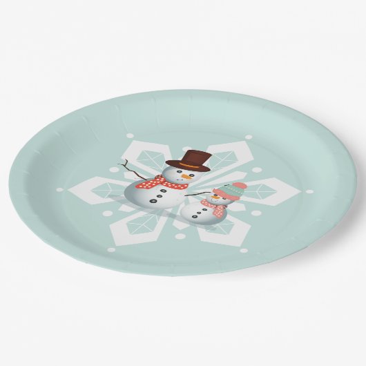 Oh What Fun Snowman Birthday Pappteller (Schrägansicht)