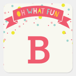 Oh What Fun Sweet Confetti Girl Geburtstagsticker Quadratischer Aufkleber