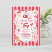 Oh What Fun To Be One Christmas Bow 1st Birthday Einladung (Stehend Vorderseite)