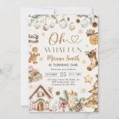 Oh What Fun Watercolor Christmas 1st Birthday Einladung (Vorderseite)