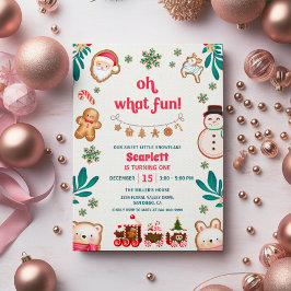 Oh What Fun Winter Christmas Cookie 1st Birthday Einladung