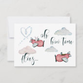 Oh, wie die Zeit fliegt Retro Flugzeug Junge Gebur Dankeskarte (Rückseite)