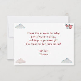 Oh, wie die Zeit fliegt Retro Flugzeug Junge Gebur Dankeskarte