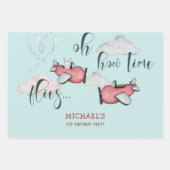 Oh, wie die Zeit fliegt Retro Flugzeug Junge Gebur Geschenkpapier Set (Vorderseite)