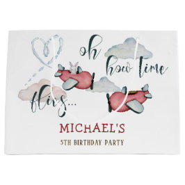 Oh, wie die Zeit fliegt Retro Flugzeug Junge Gebur Große Geschenktüte