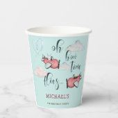 Oh, wie die Zeit fliegt Retro Flugzeug Junge Gebur Pappbecher (Vorderseite)