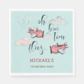 Oh, wie die Zeit fliegt Retro Flugzeug Junge Gebur Serviette (Vorderseite)