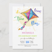 Oh, wie die Zeit fliegt Wasserfarbe Drachen Geburt Einladung (Vorderseite)