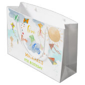 Oh, wie die Zeit fliegt Wasserfarbe Drachen Geburt Große Geschenktüte (Rückseite Schrägansicht)