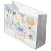 Oh, wie die Zeit fliegt Wasserfarbe Drachen Geburt Große Geschenktüte (Vorderseite Schrägansicht)