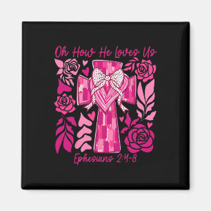 Oh wie sehr er uns liebt Boho Valentinstag Christl Magnet