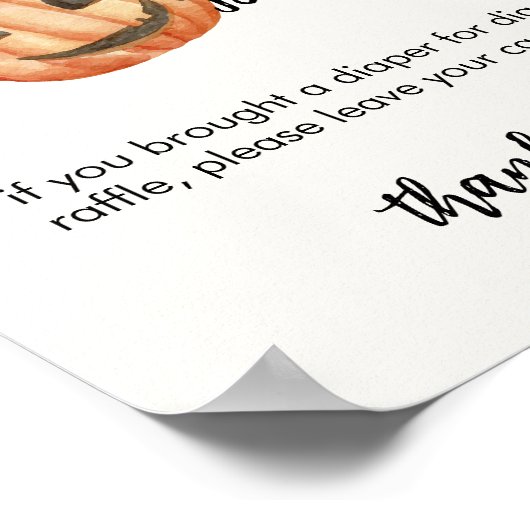 Oh Windel! Halloween Fall Pumpkin Raffle Sign Poster (Ecke)