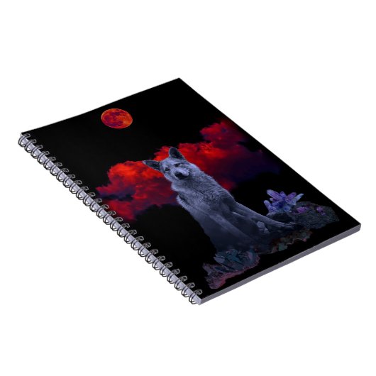 Oh Wolf Moon | Goth Spiral Notebook Notizblock (Rechte Seite)