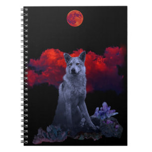 Oh Wolf Moon   Goth Spiral Notebook Notizblock