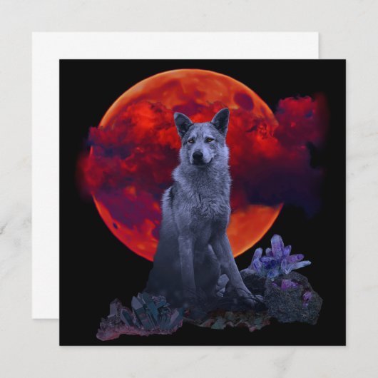 Oh Wolf Moon | Goth Wolf Card (Vorne/Hinten)