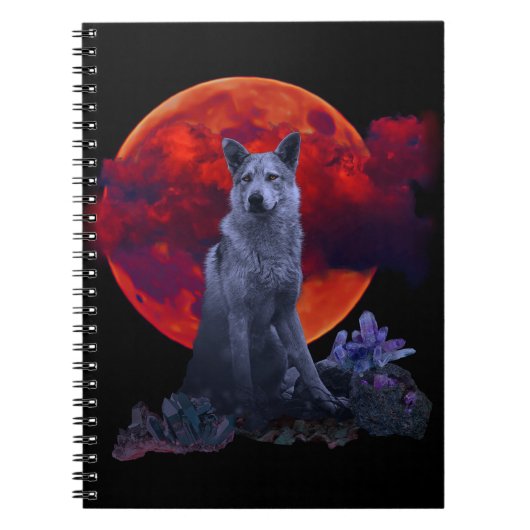 Oh Wolf Moon | Goth Wolf Notebook Notizblock (Vorderseite)