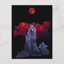 Oh Wolf Moon | Goth Wolf Postcard