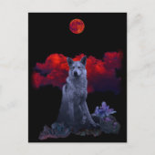 Oh Wolf Moon | Goth Wolf Postcard Postkarte (Vorderseite)