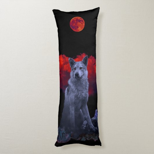 Oh Wolf Moon | Gothic Body Pillow Seitenschläferkissen (Rückseite (Vertikal))