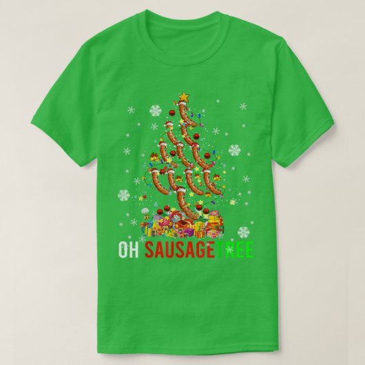 Oh Wurst Tree Funny Xmas Tree Light Santa Sausag T-Shirt (Design vorne)