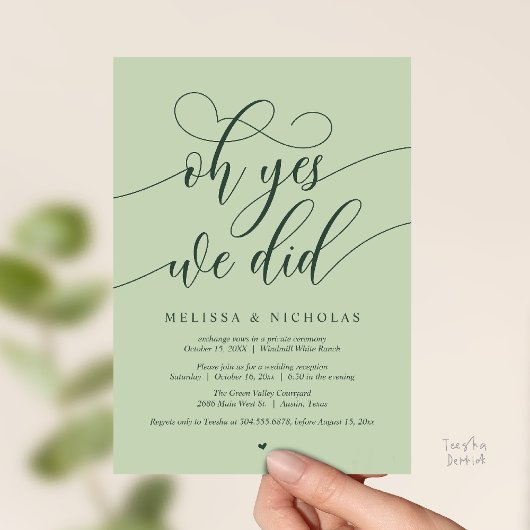 Oh Yes We Did Modern Script Elopement Announcement Einladung
