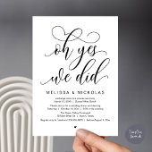 Oh Yes, We Did, Romantic Wedding Elopement Party Einladung