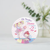 Oh, zwei, Niedliche Ballettmädchen, Alter 2 Einladung (Stehend Vorderseite)