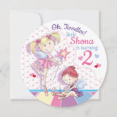 Oh, zwei, Niedliche Ballettmädchen, Alter 2 Einladung (Vorderseite)