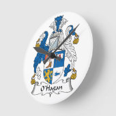 O'Hagan Familienwappen Runde Wanduhr (Winkel)
