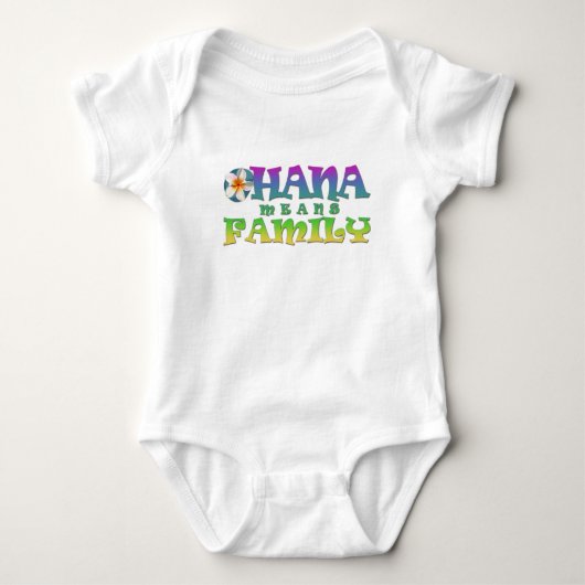 Ohana bedeutet Familie mit Plumeria Baby Bodysuit Baby Strampler (Vorderseite)