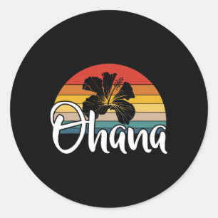 Ohana Hawaii Hibiskus Blume 70er Retro Family Holi Runder Aufkleber