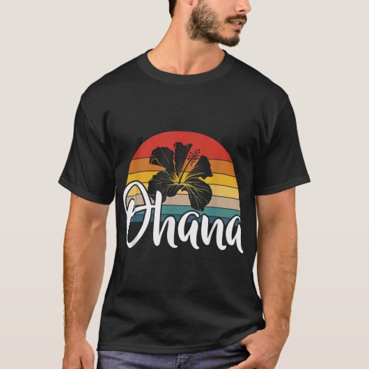 Ohana Hawaiian Hibiskus Blume Retro Hawaii T-Shirt (Vorderseite)
