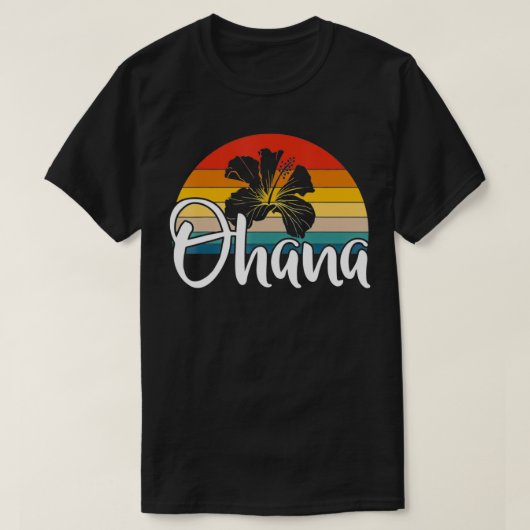 Ohana Hawaiian Hibiskus Blume Retro Hawaii T-Shirt (Design vorne)