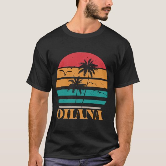 Ohana Retro 1970er Stil Tropical Sunset Graphic T-Shirt (Vorderseite)