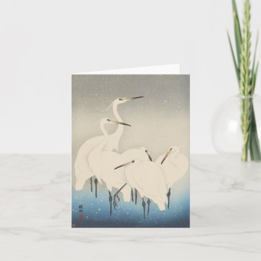 Ohara Kosen Five White Egrets - Blank Card Karte (Vorderseite)