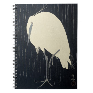 Ohara Kosen Silver Heron im Regen Notizblock