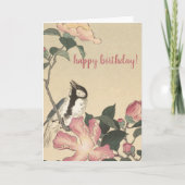 Ohara Koson, Bird and Pink Blume - Geburtstag Karte (Vorderseite)