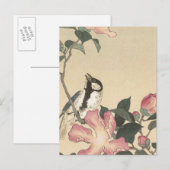 Ohara Koson, Bird and Pink Blume - Japanisch Postkarte (Vorne/Hinten)