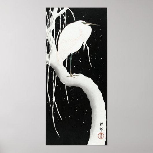 Ohara Koson Heron in Snow Poster (Vorne)
