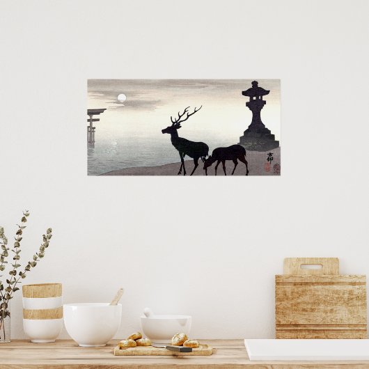 Ohara Koson Landschaft mit Hirsch Poster (Küche)