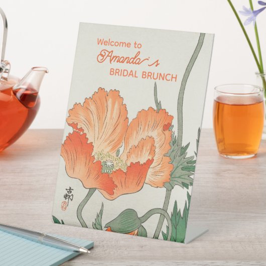 Ohara Koson, Orange Poppy - Bridal Brunch Willkomm Sockelschild (In Situ)